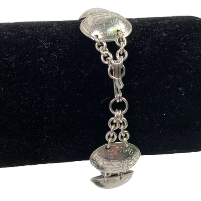 1940's Silver British Domed Sixpence Coin Bracelet