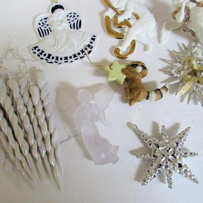 Lot of Misc Christmas Ornaments, Angels, Icicles, Hummel, More