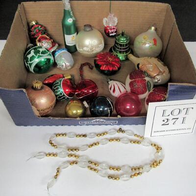 Lot of Vintage Glass Christmas Ornaments, 1 Plastic Bell and Candy Cane