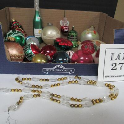 Lot of Vintage Glass Christmas Ornaments, 1 Plastic Bell and Candy Cane