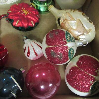 Lot of Vintage Glass Christmas Ornaments, 1 Plastic Bell and Candy Cane