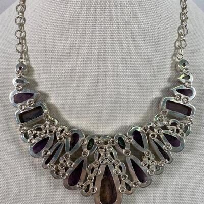 Sterling Chunky Amethyst Necklace