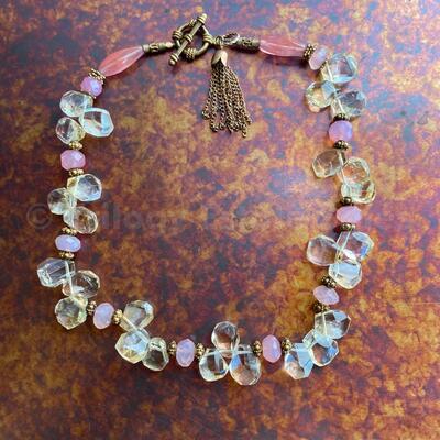 Crystal And Pink Beaded Necklace