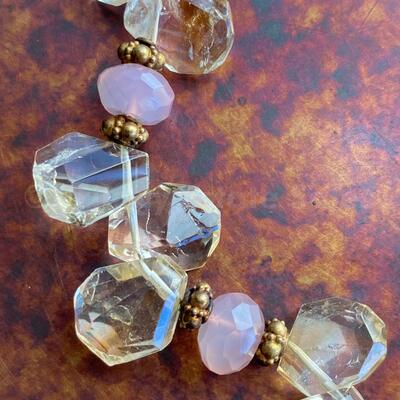 Crystal And Pink Beaded Necklace