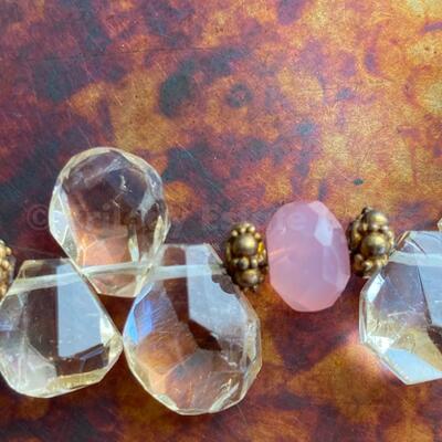 Crystal And Pink Beaded Necklace
