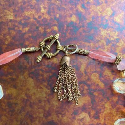 Crystal And Pink Beaded Necklace