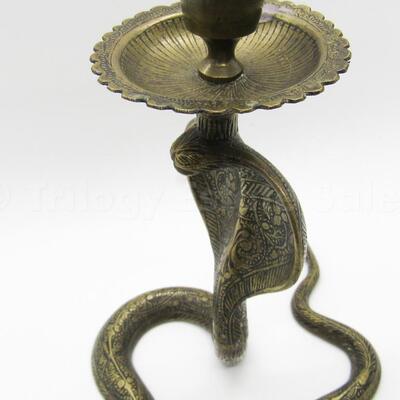 Brass Cobra-form Candlestick