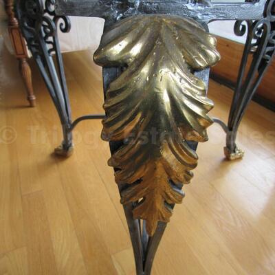 Marble and metal round endtable