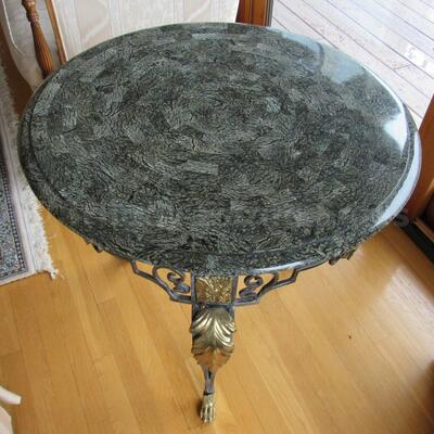 Marble and metal round endtable
