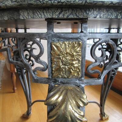 Marble and metal round endtable
