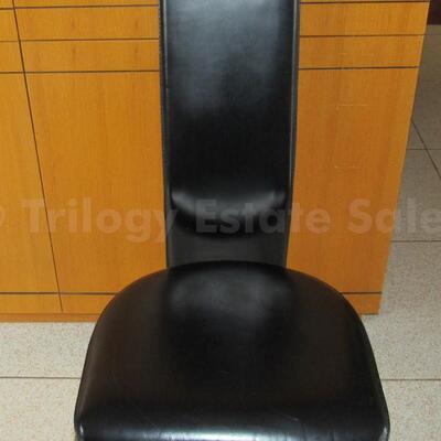 Set of Eight Black Leather Fasem Dining Chairs, Italy