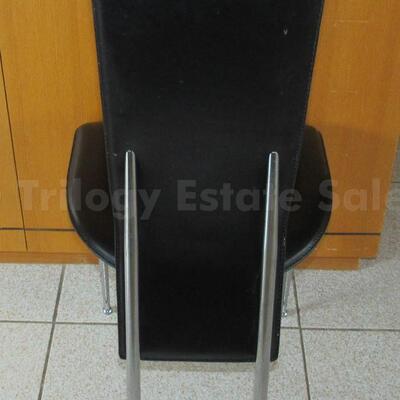 Set of Eight Black Leather Fasem Dining Chairs, Italy