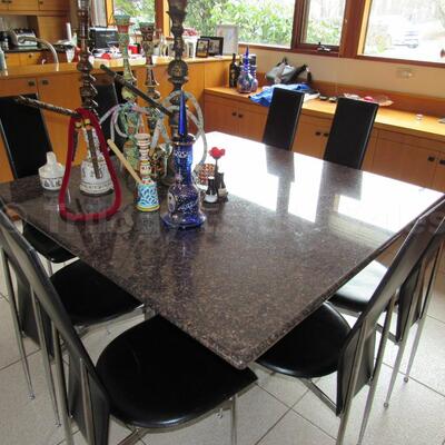 Set of Eight Black Leather Fasem Dining Chairs, Italy