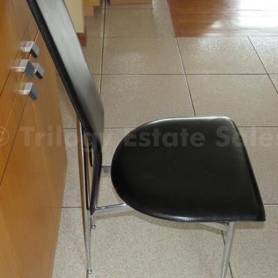 Set of Eight Black Leather Fasem Dining Chairs, Italy