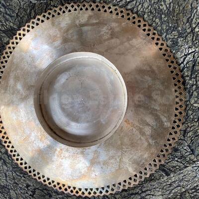 Hand chased Persian reticulated edge footed round tray