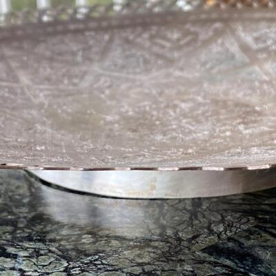 Hand chased Persian reticulated edge footed round tray