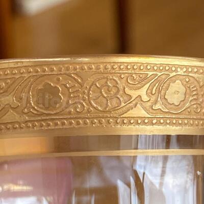 Set of 5 xxxx 4â€ tall xxxxx etched gold rim beakers (more pictures to come)