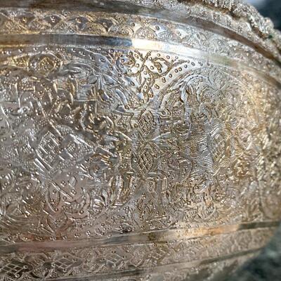 Large footed Persian silver bowl