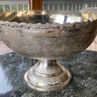 Large footed Persian silver bowl