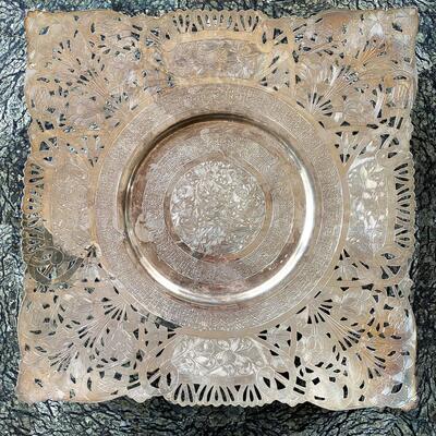Persian footed square tray, 84 silver