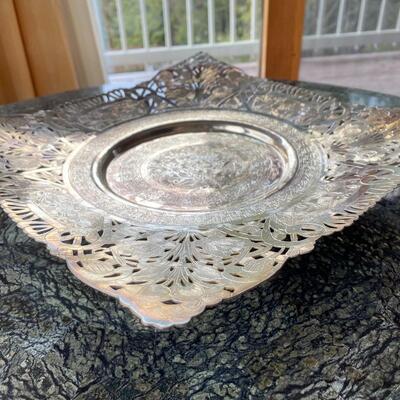Persian footed square tray, 84 silver