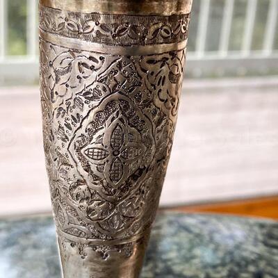 Hand Chased Persian 84 Silver Candlesticks