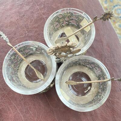 sterling silver 925 sunflower condiment pots
