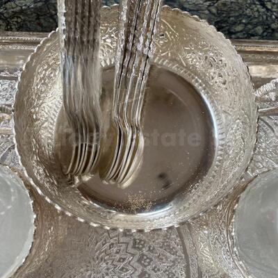 Persian silver tea set and tray