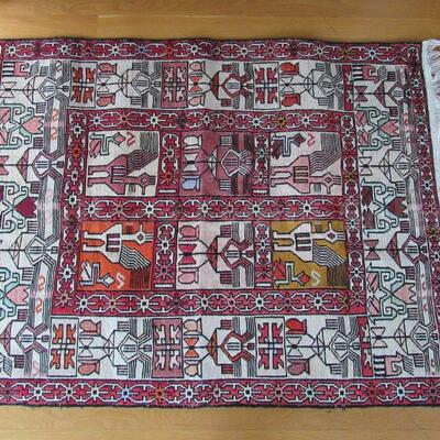Tribal Scatter Rug with birds
