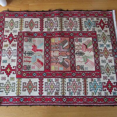 Tribal Scatter Rug with birds in center