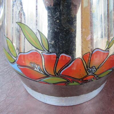 Red flower stainless steel Turkish Teapot