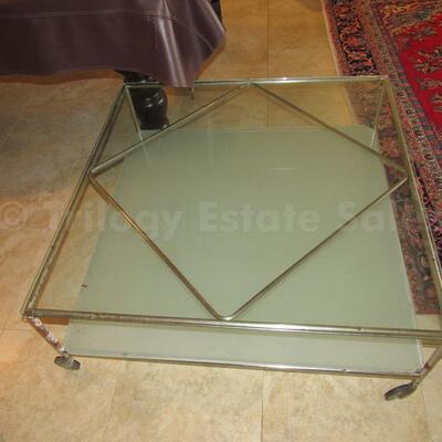 square contemporary coffee table on castors