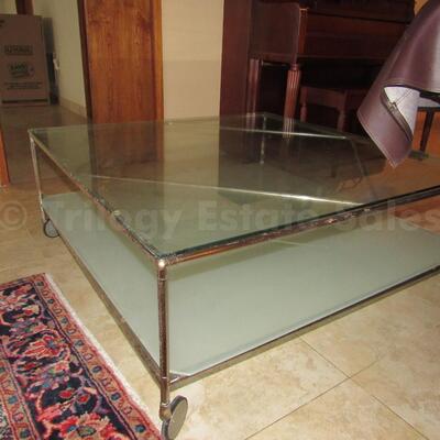 square contemporary coffee table on castors