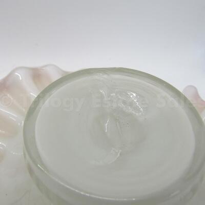 two hand blown glass ruffled edge bowls