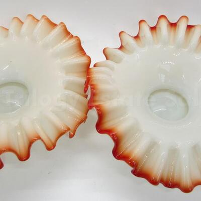 two hand blown glass ruffled edge bowls