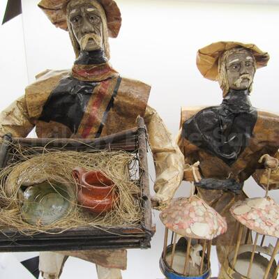 three papier machÃ© Figures handmade mexico