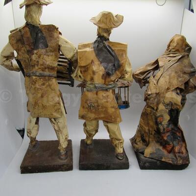 three papier machÃ© Figures handmade mexico
