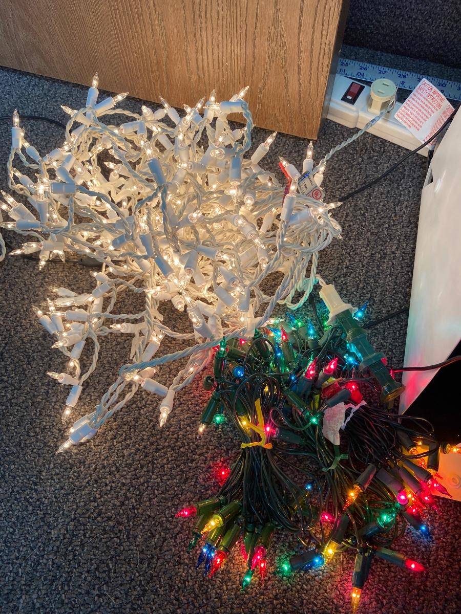 Multiple Strands of Small Christmas Lights Working White MultiColored