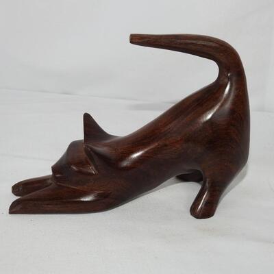 Miniature Carved Wood Cat