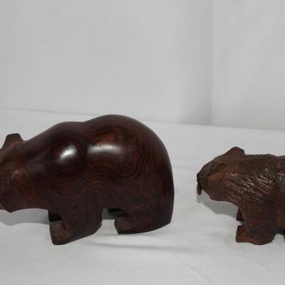 Miniature Carved Wood. Grizzly Bears