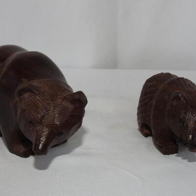 Miniature Carved Wood. Grizzly Bears