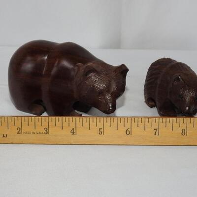 Miniature Carved Wood. Grizzly Bears