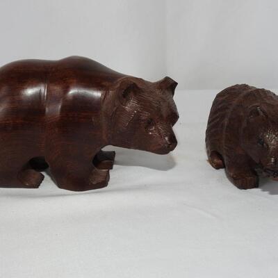 Miniature Carved Wood. Grizzly Bears