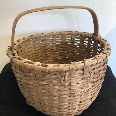 Antique Splint Woven Gathering Basket 13â€w x12â€h