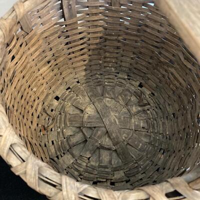 Antique Splint Woven Gathering Basket 13â€w x12â€h