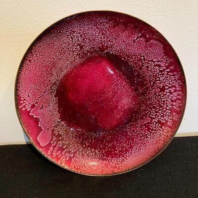Mid Century Enamel on Copper 9.5â€ Plate