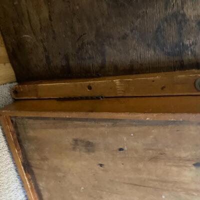 Primitive Oak Bench Style Coffee Table with Drawer