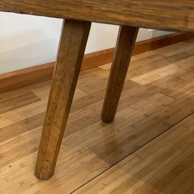 Primitive Oak Bench Style Coffee Table with Drawer