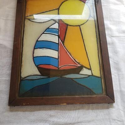 Sailboat painted glass