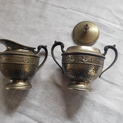 Sugar and Creamer hand hammered silver plate very nice